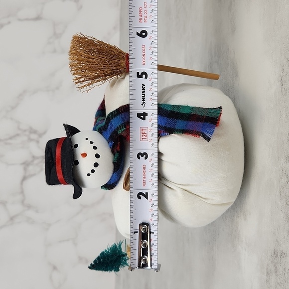 Tabletop Stuffed Snowman Doll with Top Hat and Scarf Winter Christmas Decor - Picture 11 of 11